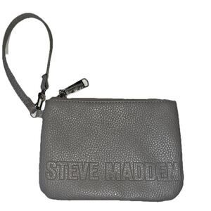 Steve Madden Wallet Wristlet Coin Purse Gray Faux Leather